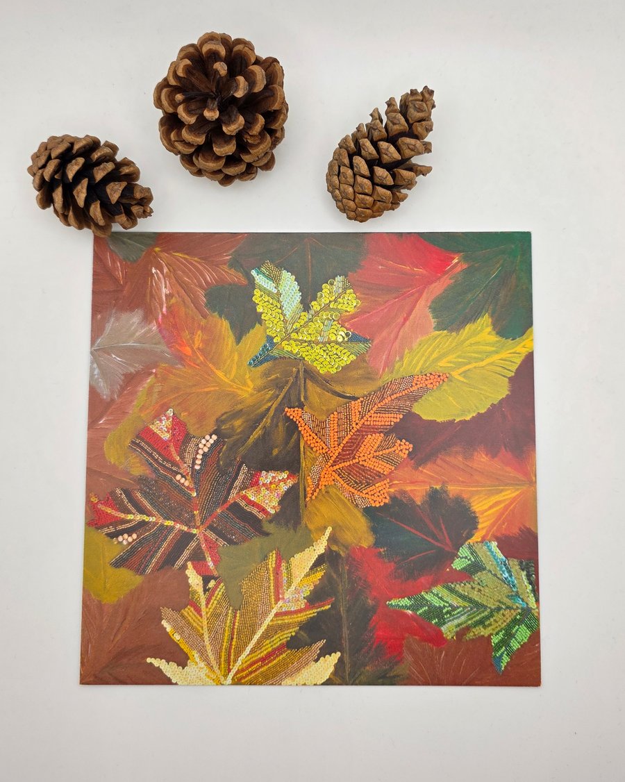 Autumn leaves print 148mm x148mm