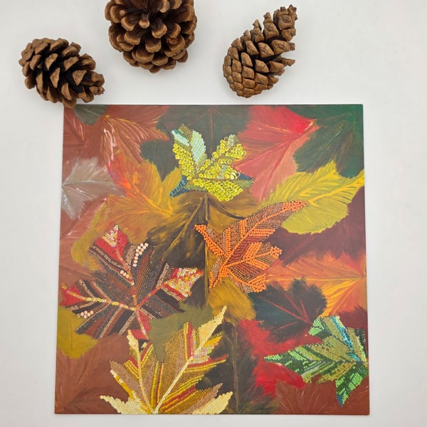Autumn leaves print 148mm x148mm