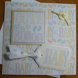 Neutral New Baby Card - Cute as a Button