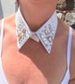 Luxe White & Champagne Detachable Statement Collar - Upcycled Neckcessory - Image 8