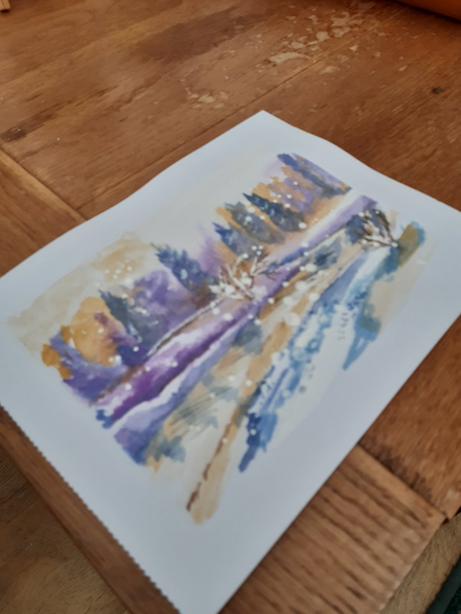  Winter snowey scene watercolour painting 