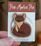 Hand Painted Pine Marten Wooden Pin – Wildlife Animal Pin Badge