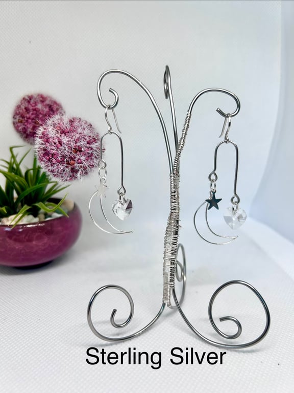 Sterling Silver Celestial & Preciosa Crystal Earrings - Gift Boxed