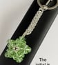 Handbag Charm, Green Peridot Crystal Star, with a Chainmaille Chain and Keyring - Image 3