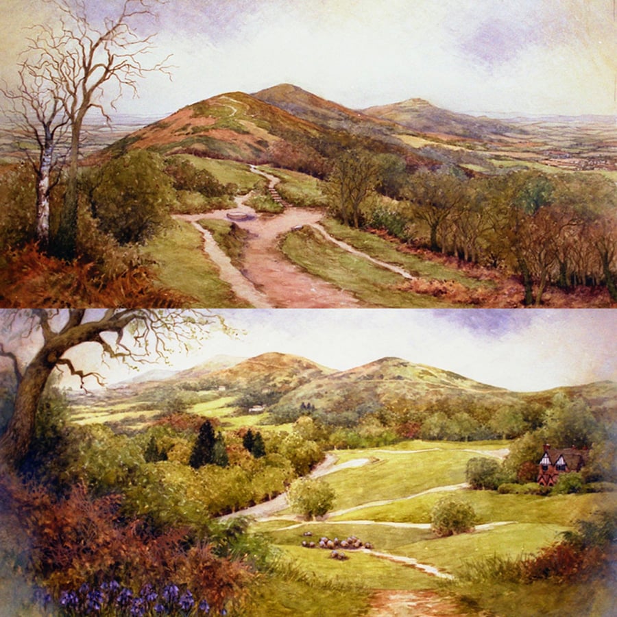 Malvern Hills.Pair of signed special edition prints .