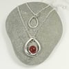 Silver Pendant Necklace Set with Carnelian 