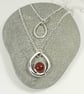 Silver Pendant Necklace Set with Carnelian 