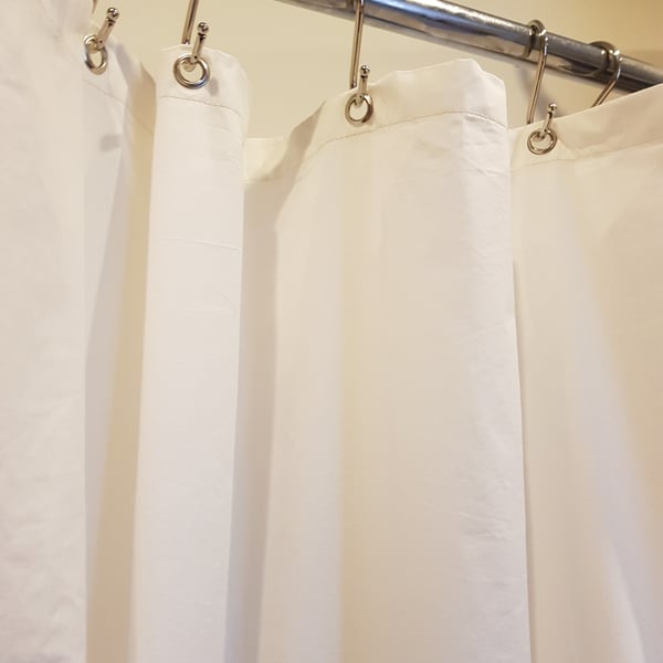 REDUCED Winter White undyed Organic Cotton Shower Curtain, washable non-waxed