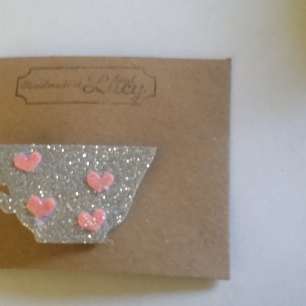 Tea cup felt hair clip