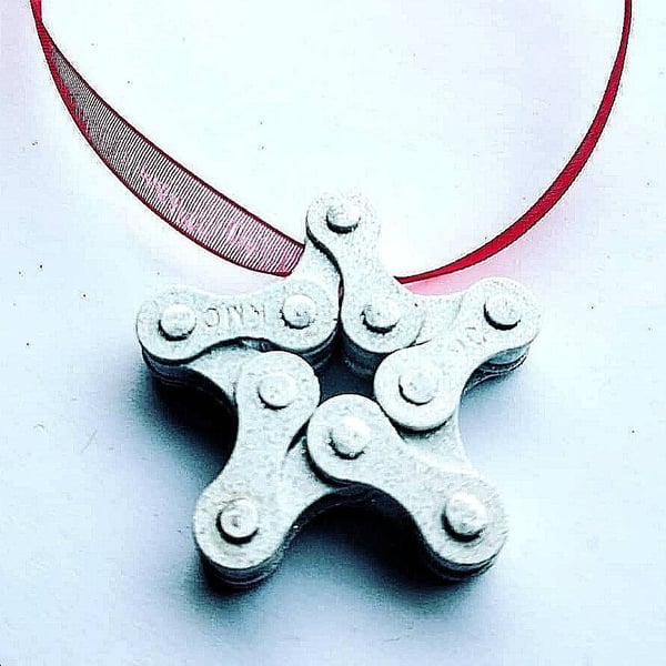 Christmas Star Made from Bicycle Chain Great for Bike Riders and Cyclists, Fun X