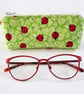 Ladybird Fabric Glasses Case - Green Zipped Spectacle And Sunglasses Pouch
