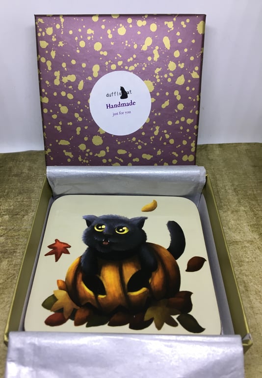 Set of 4 Pumpkin Cat Coasters