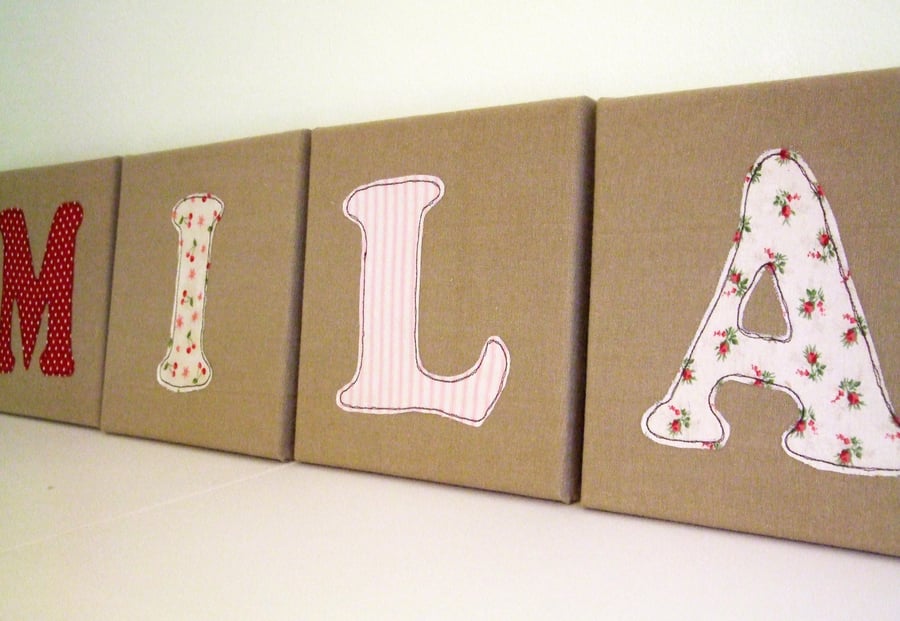 Large Canvas Fabric Letters 20x20cm - Child's Name Letters - Nursery Decor