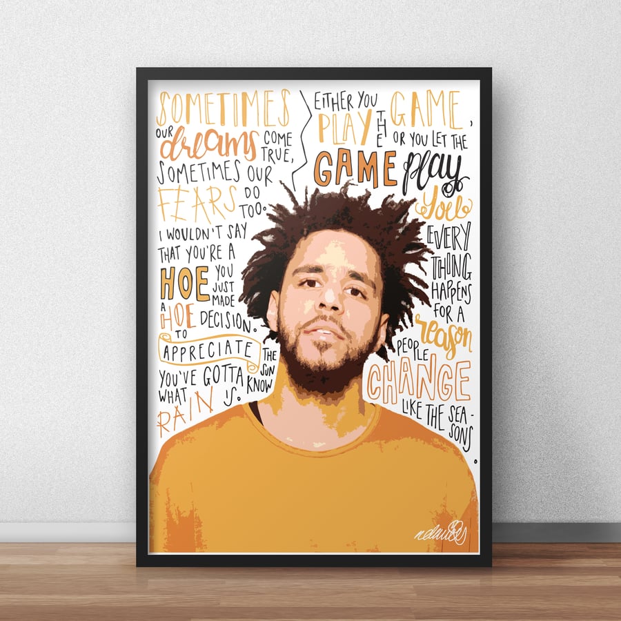 J Cole INSPIRED Poster, Print with Quotes, Lyrics
