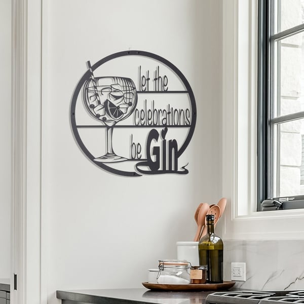 Let the celebrations be Gin - Metal Wall Art