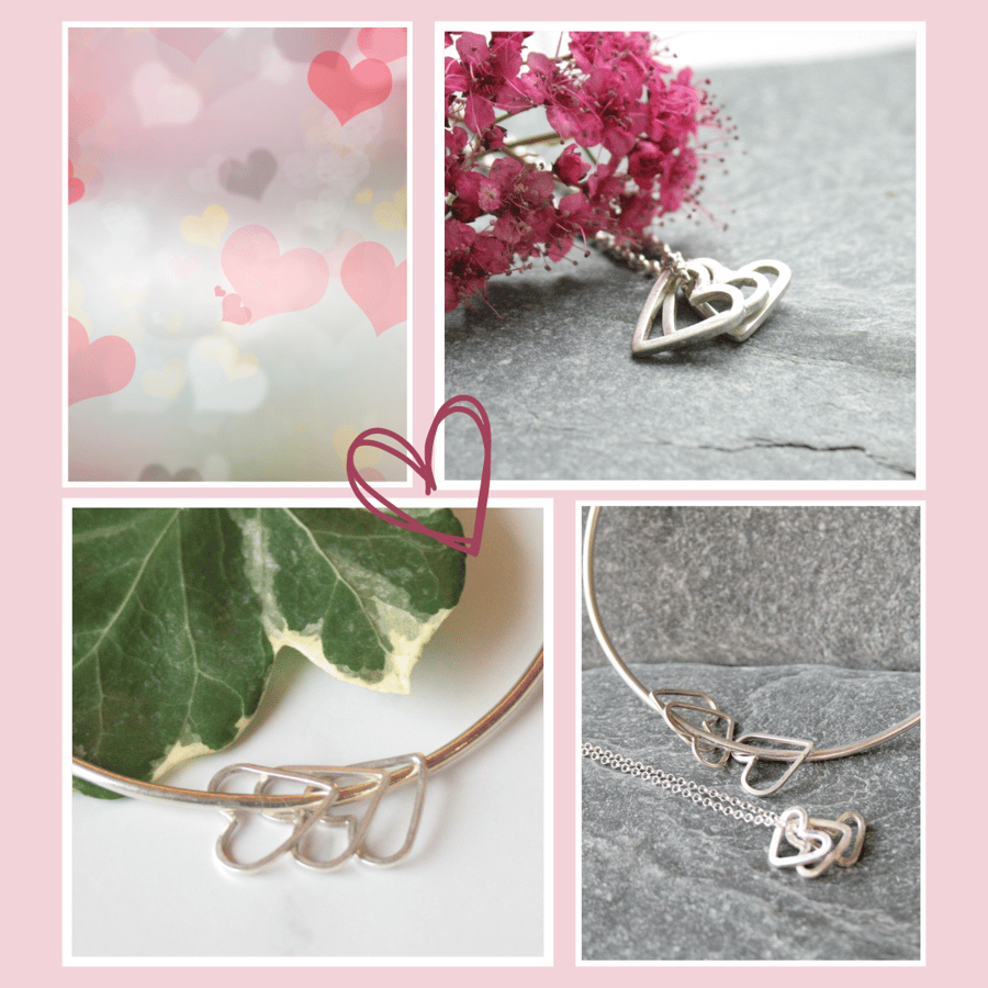 Beautiful Bundle - silver heart jewellery set