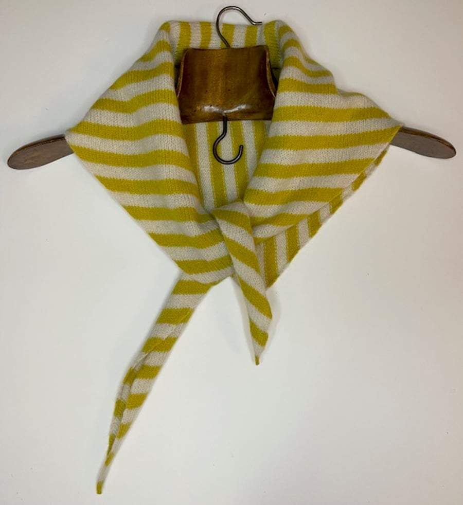 Triangle Scarf - Chartreuse and Cream