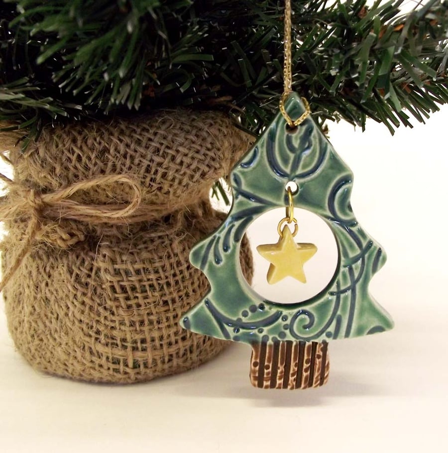 Christmas tree with a little star ceramic Christmas decoration