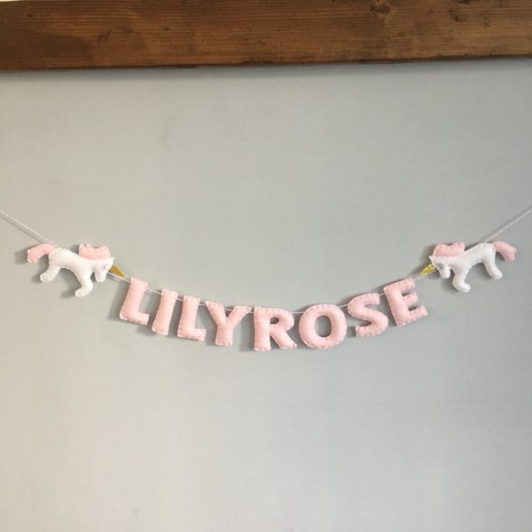 Any Animal Baby Nursery Name Garland Banner - Made To Order Personalised