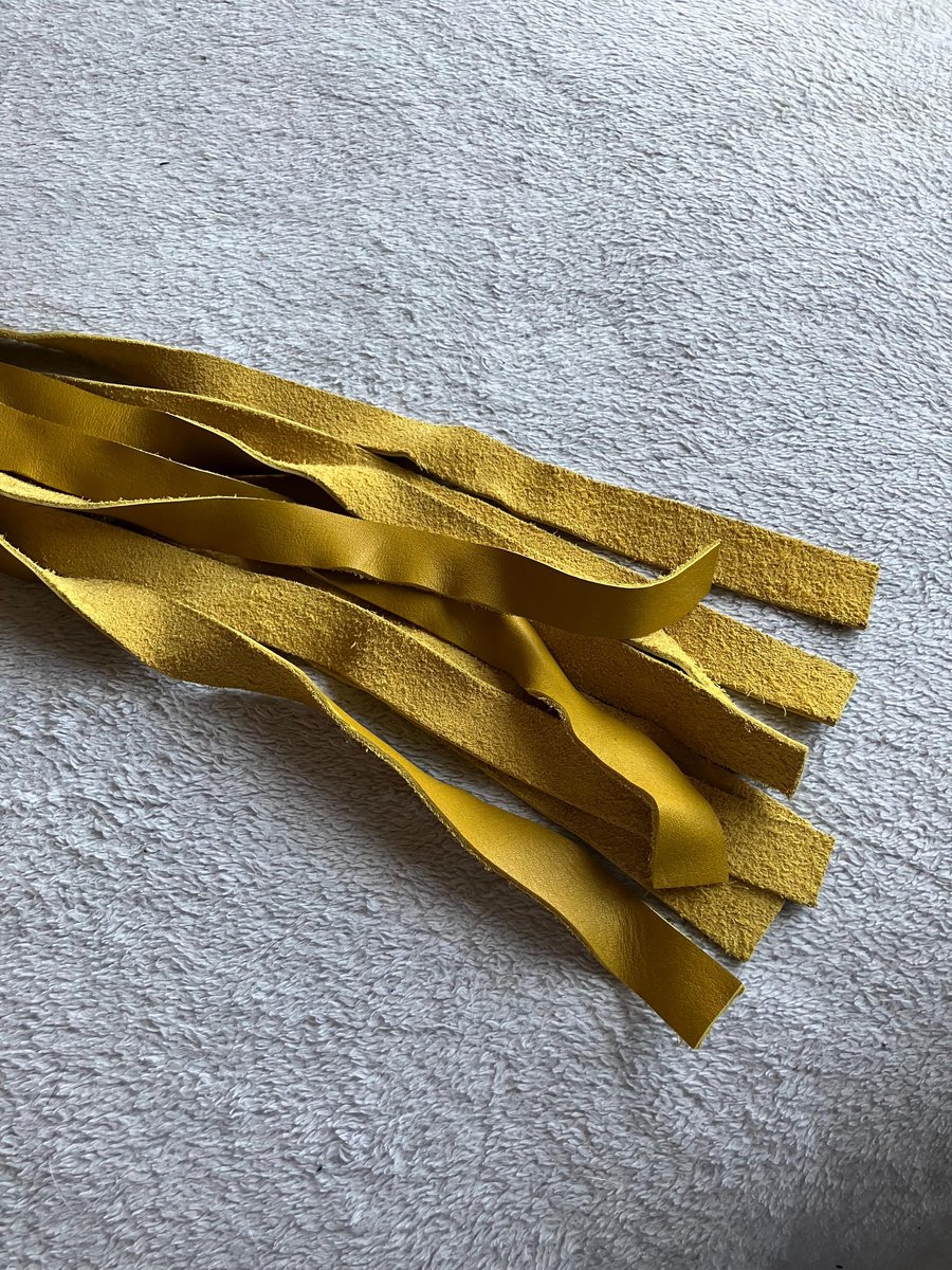 Lightweight mustard yellow leather flogger with chrome handle - FREE SHIPPING