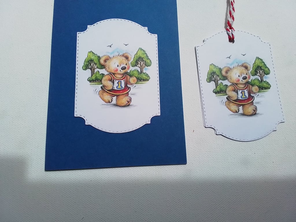 Birthday card and gift tag. Father's day. Jogging. Ref 429