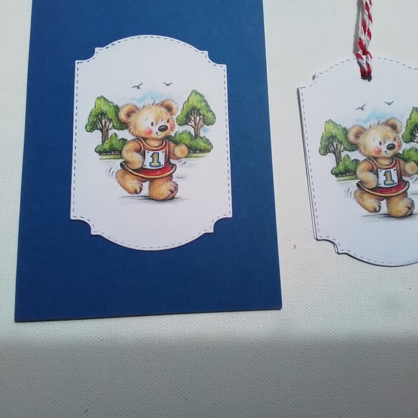 Birthday card and gift tag. Father's day. Jogging. Ref 429