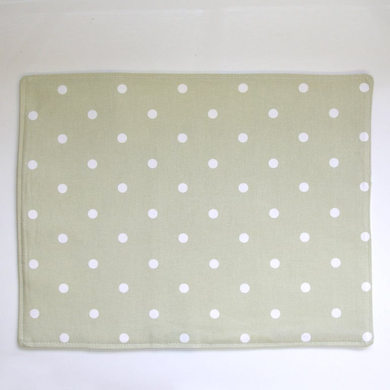 Placemat Green Polka Dots Sage Green and White Polka Dot Table Setting 14"x10"