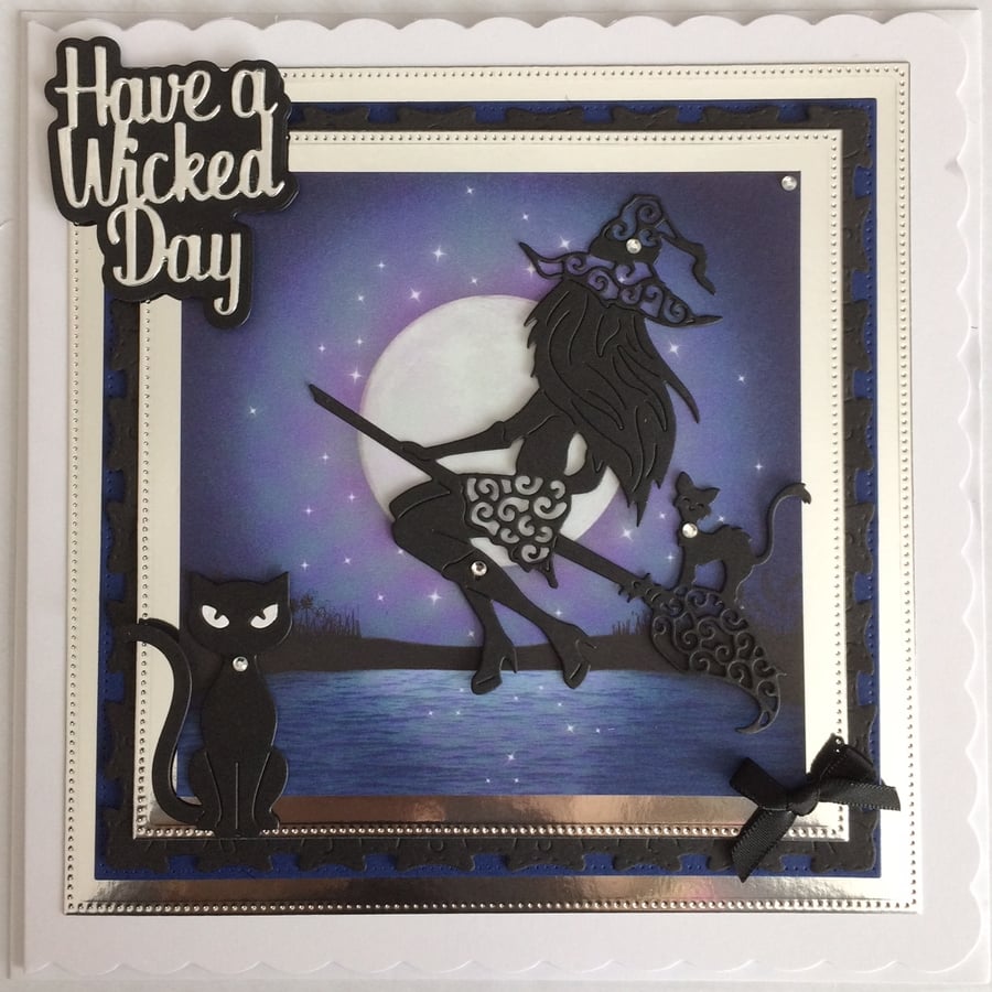 Halloween Birthday Card Wicked - Witch Themed Pun Card With Golden