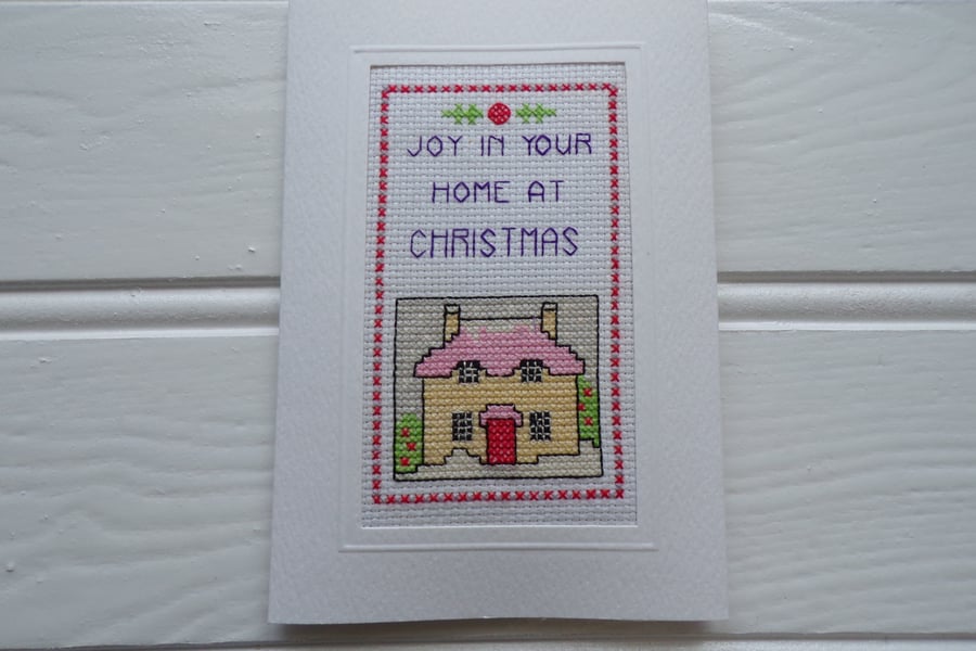 Christmas Card, Stitched Christmas Card, Joy in your Home, Christmas Card