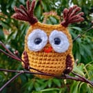 Owl crochet amigurumi keyring bag charm