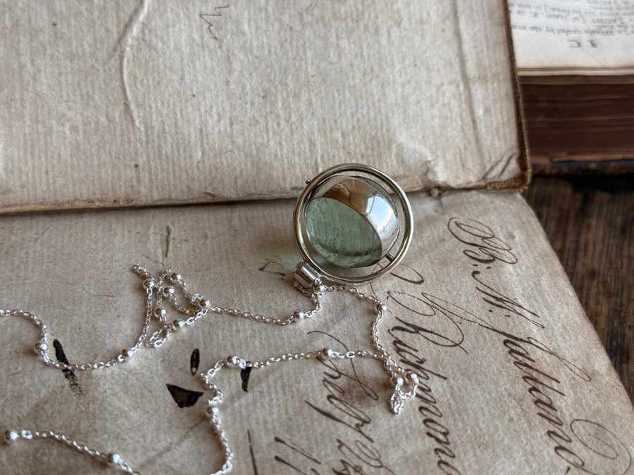 Sterling Silver Spinning Codd Marble Orb Necklace 