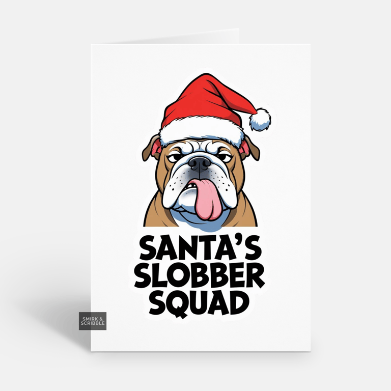 Unique Funny Christmas Card For Him Or Her - Grumpy Dog Xmas Greeting 