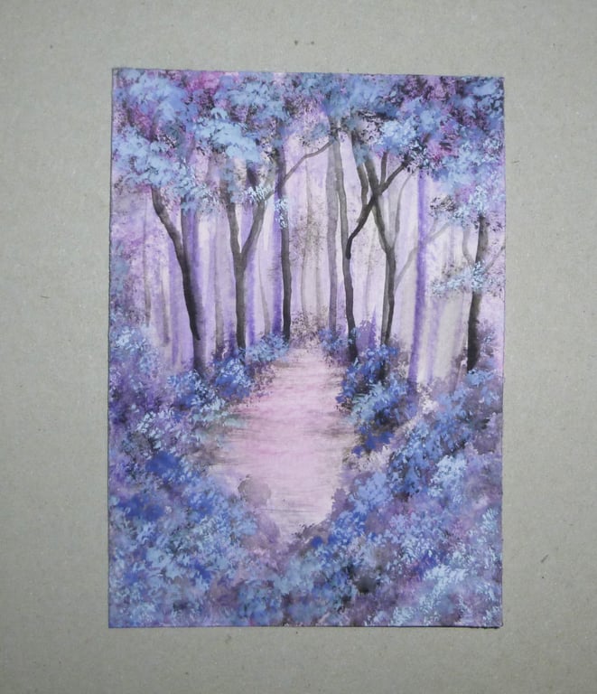 Miniature original art fantasy woodland painting ( ref FA 637 J1 )