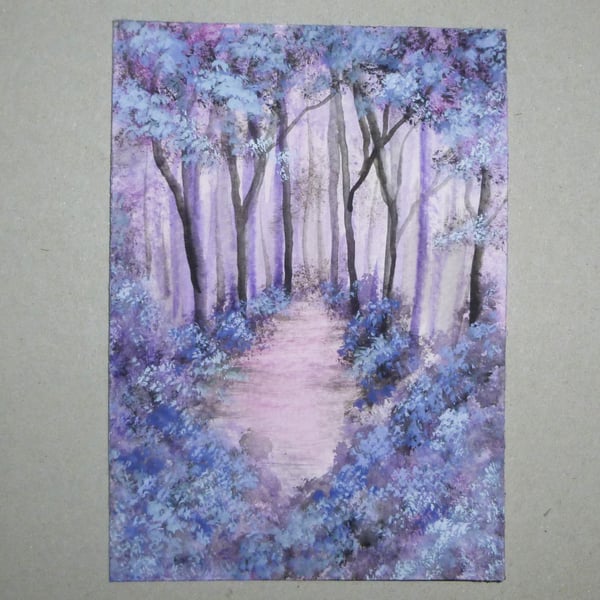 Miniature original art fantasy woodland painting ( ref FA 637 J1 )