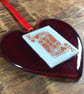 Handmade Glass Hanging Red Love Heart- King or Queen Of Hearts or Diamonds  - Image 9