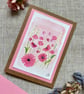 Blank greeting card, hand painted mixed media floral, original artwork.  - Image 1