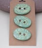 3 Medium Oval Verdigris Green Brocade Pattern Handmade Ceramic Buttons - Image 5