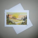 original art hand painted landscape watercolour greetings card ( ref FA2 K2 )