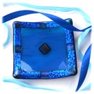 Dichroic Fused Glass Trinket Dish 8cm Turquoise Shiny