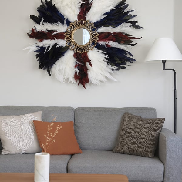 Multi coloured Union Jack Feather Mirror - Handmade - One Of A Kind - Juju 