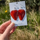 Real Strawberry Earrings - Dried Fruit Jewellery 