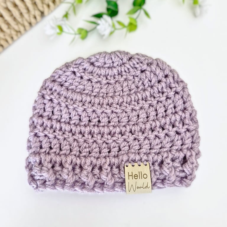 Hello World Crochet Baby Hat – Handmade Newborn Baby Beanie Gift