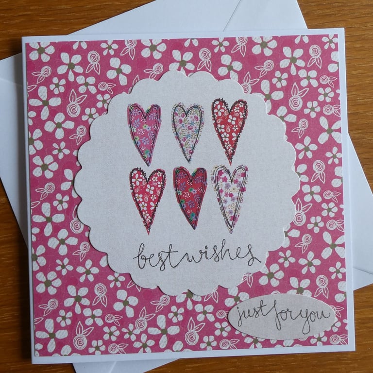 Best Wishes Just For You Card - Hearts