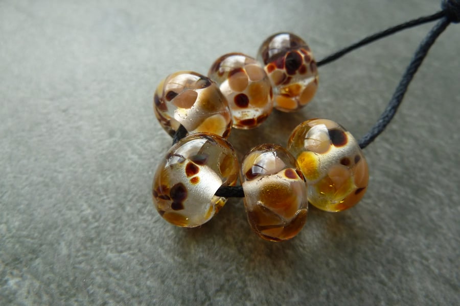 brown frit lampwork glass beads