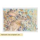 Little Hare drawing, small original art, letterbox gift