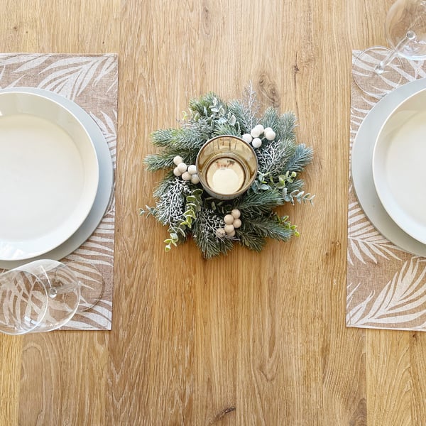 Christmas candle holder, Christmas mini wreath, Christmas candle wreath, wreath 