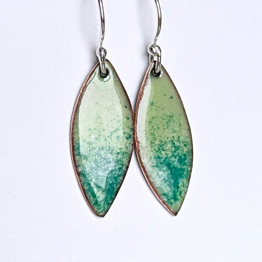 Colourful green enamel earrings