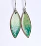 Colourful green enamel earrings