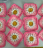 12 Hand crocheted granny squares Pinks