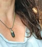 Green sea glass, silver and seed-bead swivel necklace pendant. - Image 1